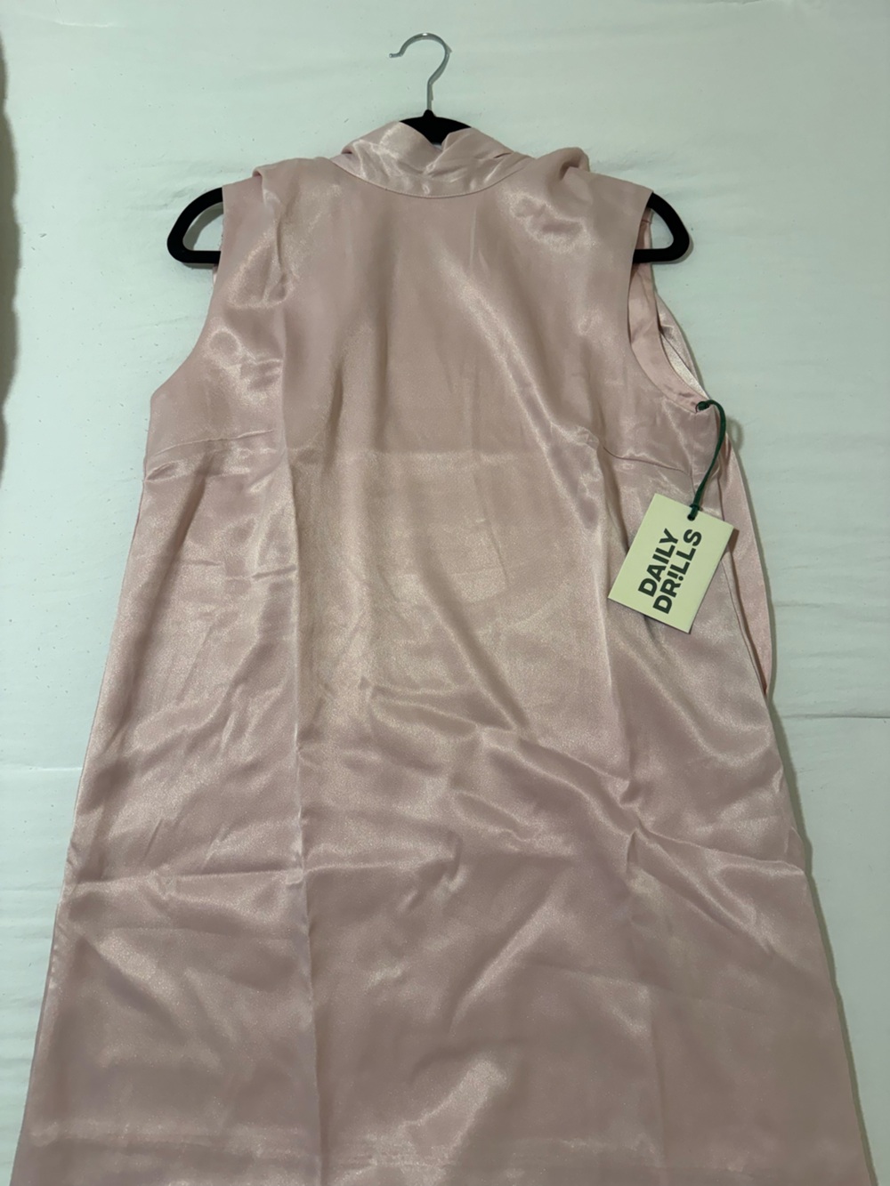 SOLD OUT Daily Drills Open-Back Satin Mini Dress in Blush Pink - Picture 4 of 7